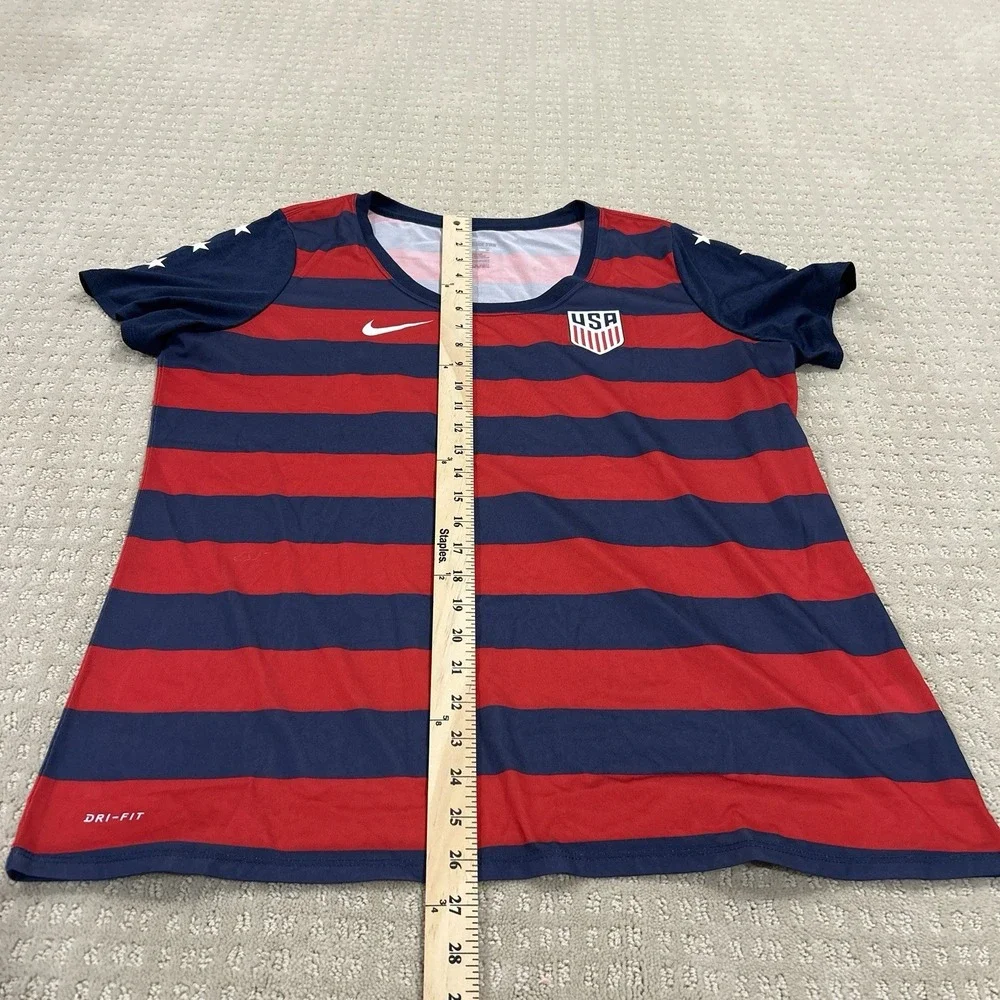 Nike Dri Fit Team USA World Cup Striped Red Blue Soccer Jersey Women's XL 2017